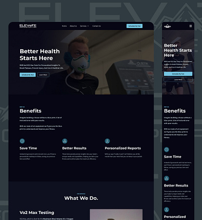 Elevate Performance Labs client project fitness landing page ui ux web design