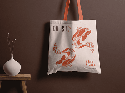 Branded Tote Bag for Japanese Restaurant bag branding catering design design studio digital art digital illustration fish food branding graphic design hospitality illustration illustrator japanese japanese restaurant marketing packaging packaging design tote bag visual identity