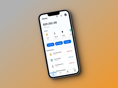 Crypto investment app home page design