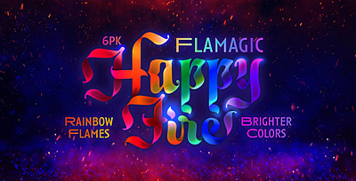 Rainbow Fire Typograph colorful typography flame font flame magic flame type glow font rainbow fire rainbow flames sparks
