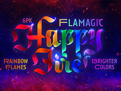 Rainbow Fire Typograph colorful typography flame font flame magic flame type glow font rainbow fire rainbow flames sparks