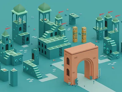 Monument Dimension 3d 3d animation 3d art animation art art direction artwork b3d blender blender3d colorful concept design game illustration inspiration monument monument valley motion graphics render
