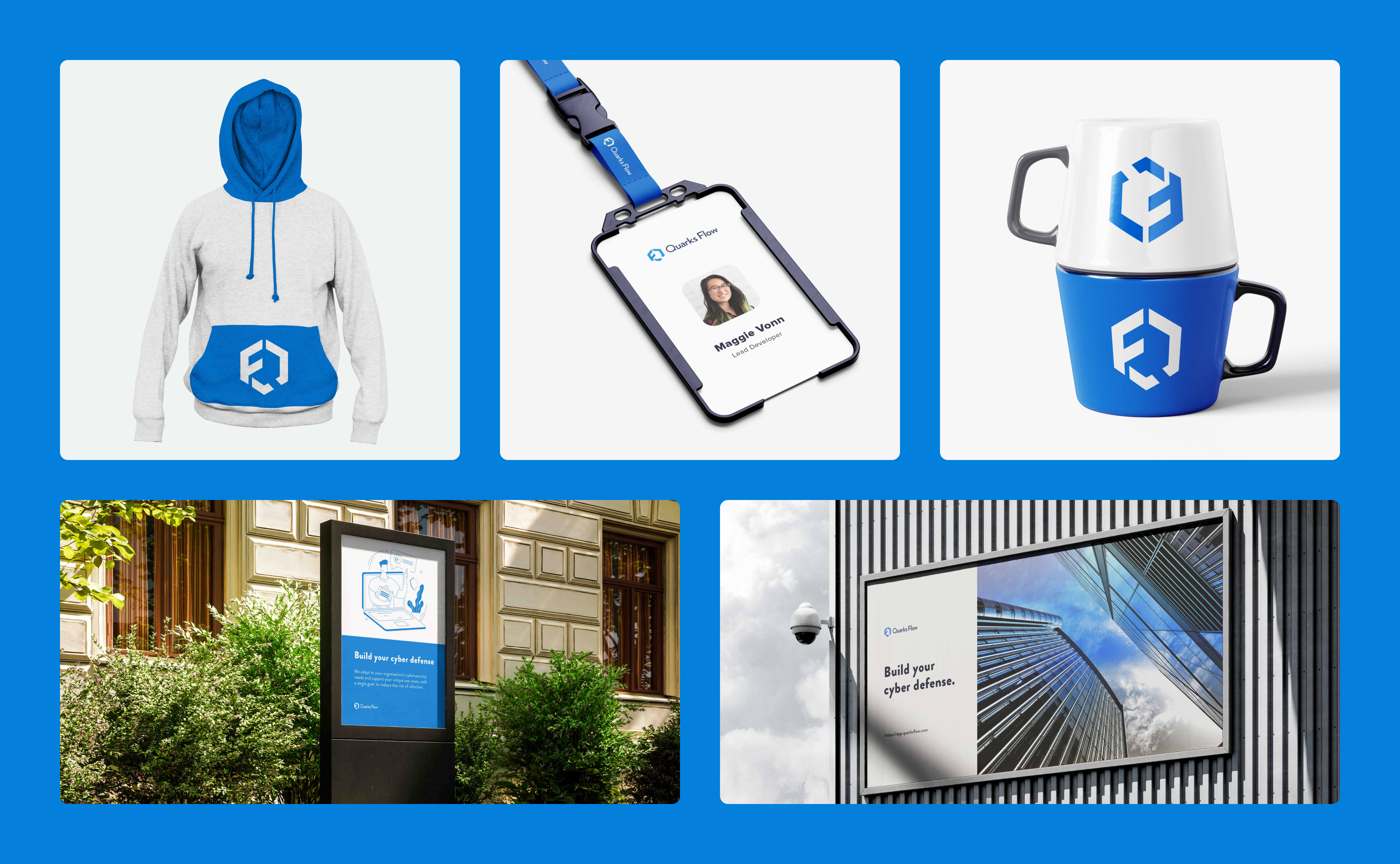 QuarkFlow Stationery billboard brand branding corporate cybersecurity defense design enterprise logo safety simple