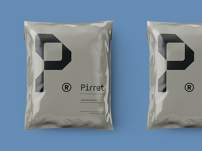 P-Con brand branding building cement concrete construction element industry initials lettermark logo mailer monogram packaging pouch structure tech