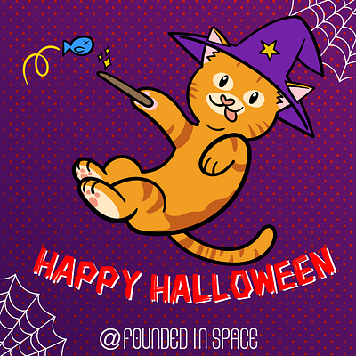 Witch Cat animal cartoon cat cute illustration digital illustration halloween illustration