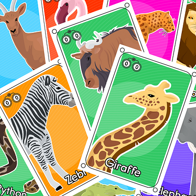 Safari Go Fish Card Game board game card game cartoon childrens book childrens illustration digital art illustration vector