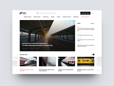 Trains Tracks - railway information portal clean design information light logo news portal railway train ui ux website white