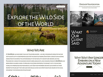 WayOfLife - Tour Organizers Landing Page adventure animal clean design discover places forest hero section landing page map maps nature simple tour tour guide tour organizer tourism travelling trip web design world
