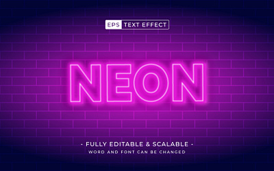 Neon editable text effect. Purple lamp design font illustration lettering modern style vector