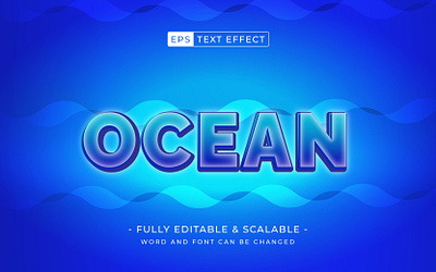 Ocean blue 3d style editable text effect lettering