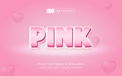 Pink 3d text style editable text style effect alphabet