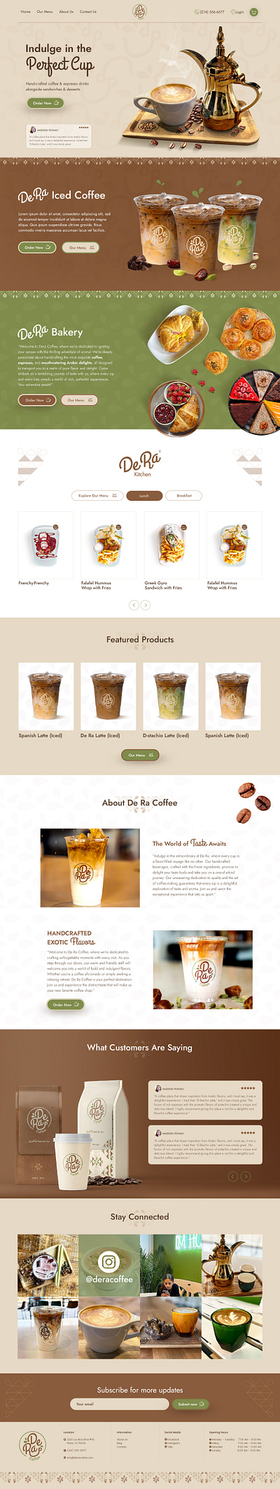 Coffee Shop Website Design coffee craft coffee icedcoffee landing page restaurant website design