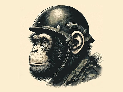 Biker Chimp biker chip club engraing gang helmet motorcycle sketch