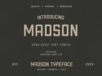 Madson - Masculine modern typeface varsity