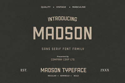 Madson - Masculine modern typeface varsity