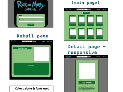 Rick & Morty characters - Academic project design