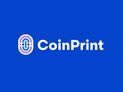 CoinPrint bold branding coin crypto face geometric logo logodesign modern print simple