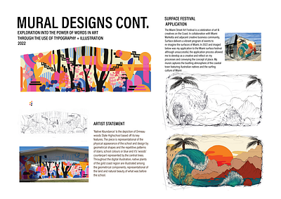 Portfolio page 3, Mural designs design illustration miami mural schoolbased surface festival