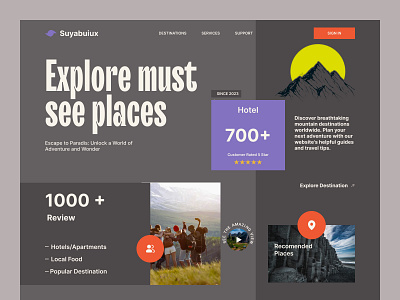 Book a hotel & Explore Worldwide Web adventure agency company profile destinations holiday landing page nature sea travel travel agency trip ui ux web web company web design web header web page web site website