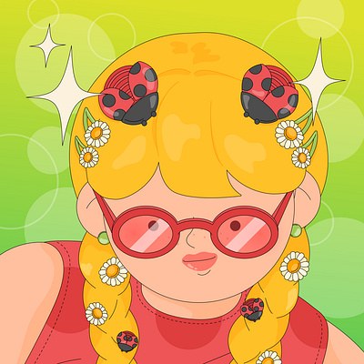 Ladybug Hairclip design flat character flat illustration flat illustration design illustration