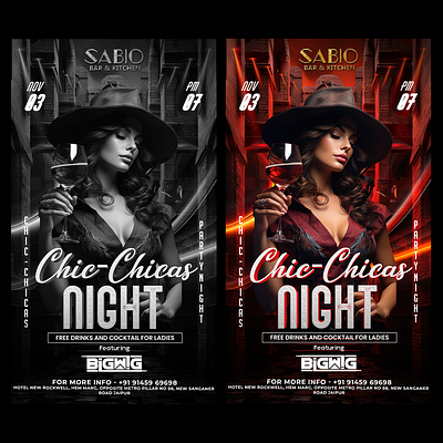 CHIC CHICAS NIGHT, CLUB PARTY FLYER neonflyer