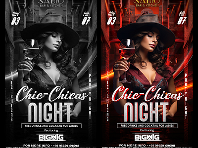 CHIC CHICAS NIGHT, CLUB PARTY FLYER neonflyer