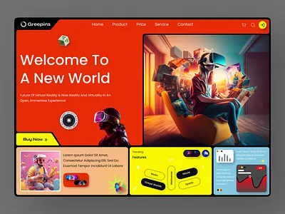 Greepins- VR Marketplace Web Design. home page landing page shop ui ux virtual virtual reality vr web web design web site webdesign website website design