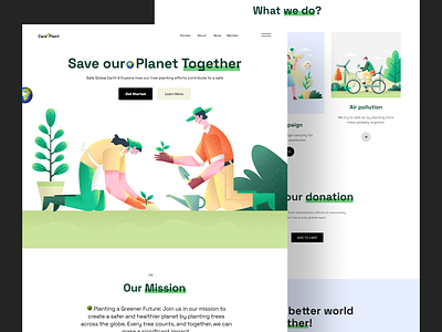 Tree Planting - Landing Page air pullotion home page illustration landing landing page landingpage nature save planet tree tree plant tree planting tree planting project uiux web design web page website