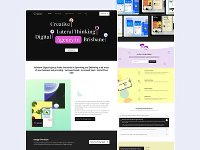 Brisbane Digital Agency - Home Page 3d animation animation design branding contact us cta faq section footer graphic design home screen how it works logo motion graphics portfolio section ui