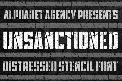 UNSANCTIONED DISTRESSED STENCIL FONT Free Download adandoned alpha male bold font broken combat conflict cracked crime decay derelict display font fight manly military rough stencil font strong war worn
