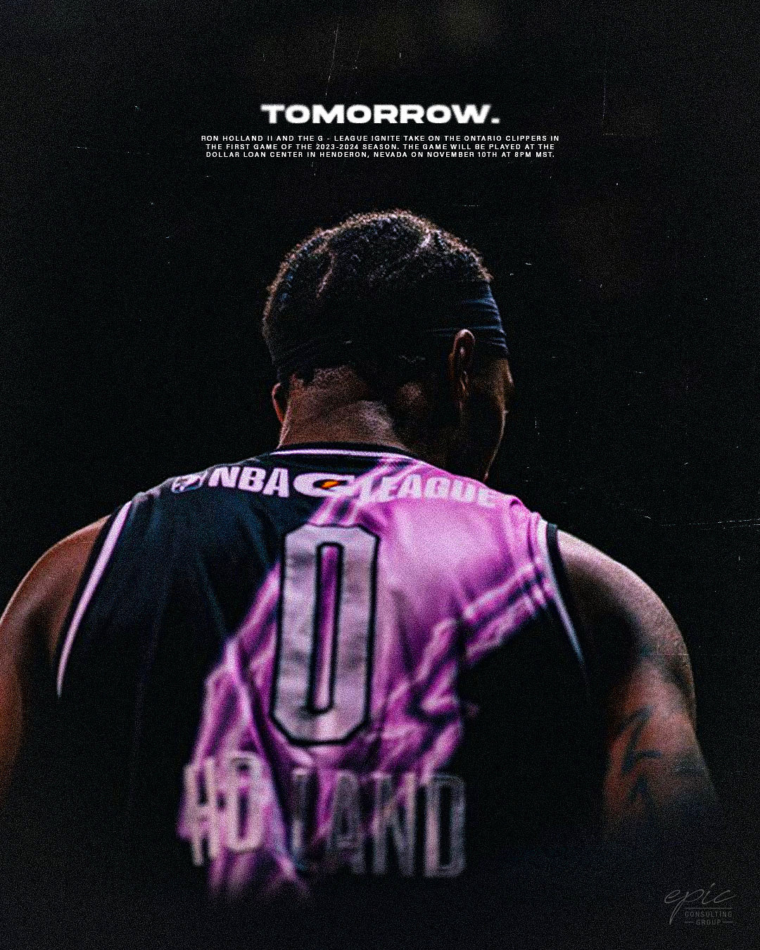 Ron Holland // 2023-2024 G-League Ignite Opening Night Teaser adobe basketball custom design designer digital edit epic g league graphic design holland ignite instagram jax nba post poster ron social media sports