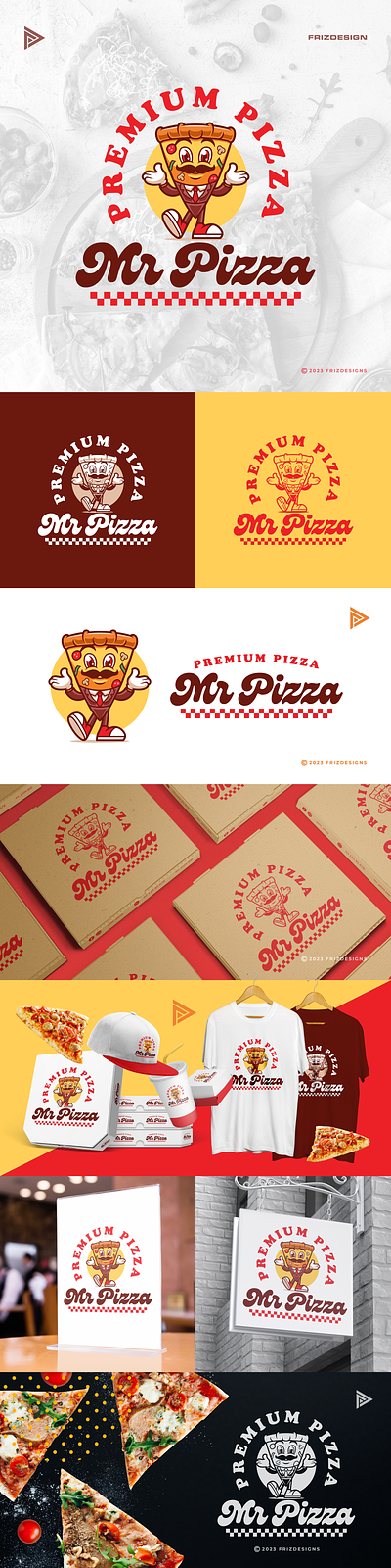 Mr Pizza boss cartoon fast food food mascot pizza