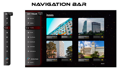 UI design of Navigation Bar for Travel website. navigation bar side design tour travel website ui user experience user interface website