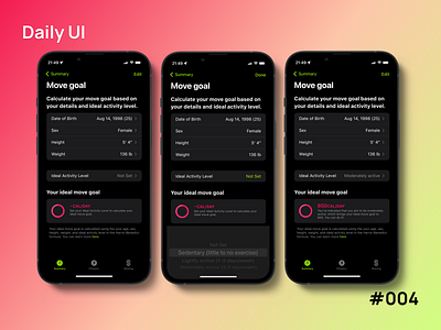 Daily UI Challenge - #004 app apple apple fitness branding calculator dailyui design feature figma mobile ui ui design ux design