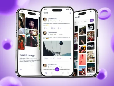 Talent Finder App UI Design app design category screen design home screen ios app design main screen onboarding pictures screen post screen talent app ui ui design ux design