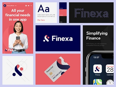 Finexa - Finance Branding Exploration with Vibrant Colors branding business card clean colors concept design foundation graphic guideline ideation logo mobile mockup principle sketch typography ui ux whitespace