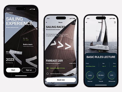 Wind Rises - Mobile App Concept 3d branding clean concept creative design graphic design illustration inspiration modern design races sailing sport stylish ui ui tutorial ux ux tutorial