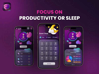 Focus on Productivity or Sleep animation ui