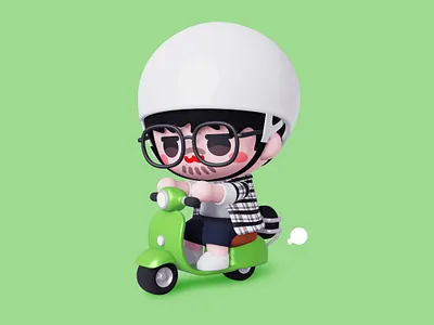 骑上我心爱的小摩托~它永远不堵车 3d blender character design