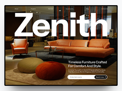 Zenith - Premium Furniture Store branding design furniture graphic design landing page premium store ui web design website
