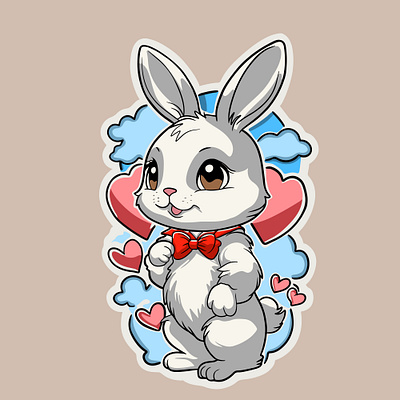 Very Cute Bunny With Heart branding bunny design graphic design illustration logo mascot procreate