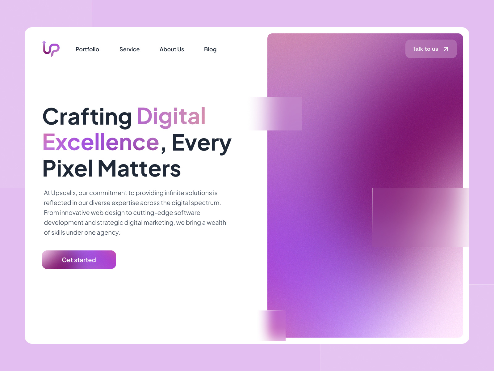 Hero Section - Design Exploration agency design desktop gradient hero section home page landing page ui uiux upscalix ux website