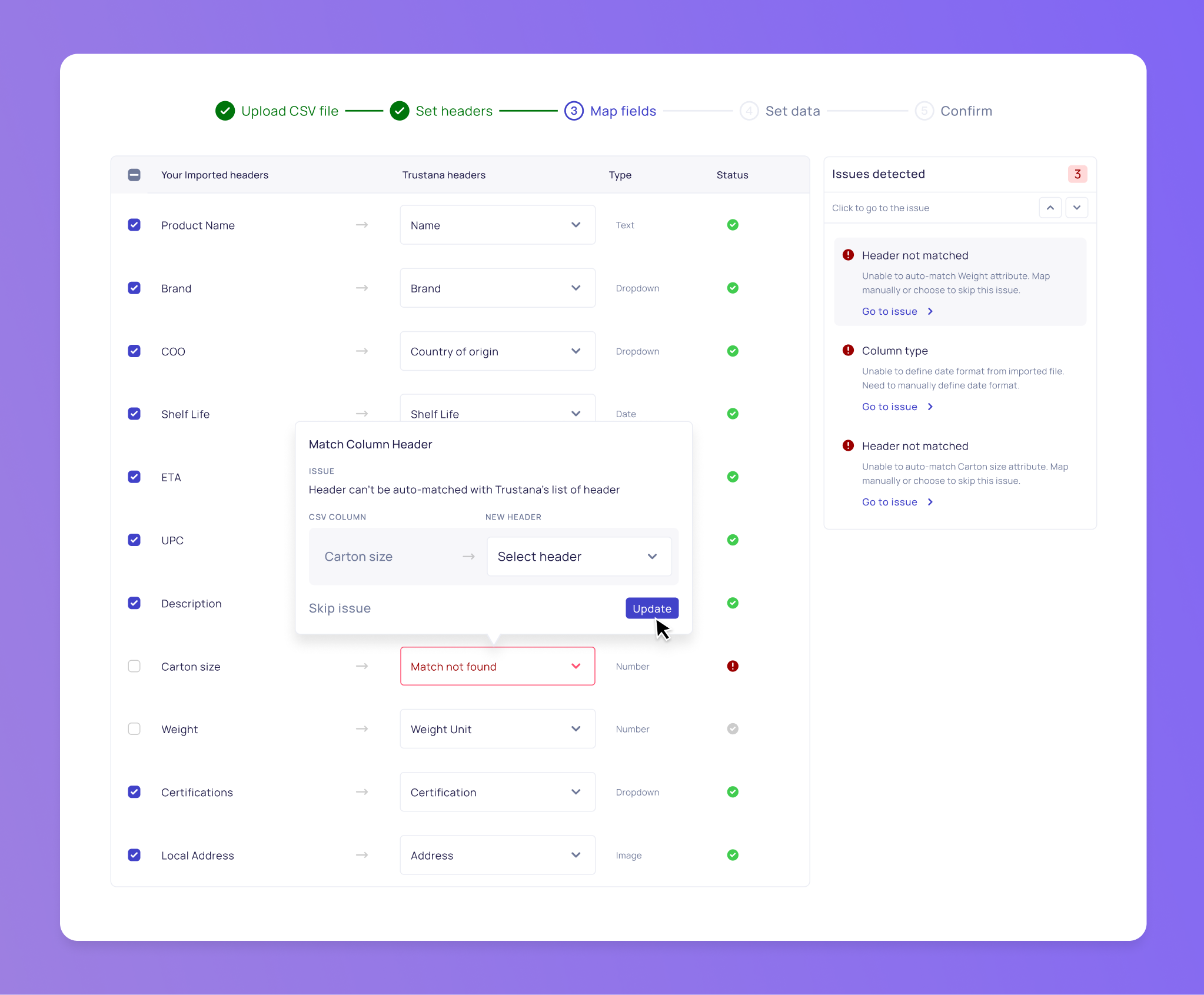 Rejected Idea: Column Mapping b2b column csv mapping workflow