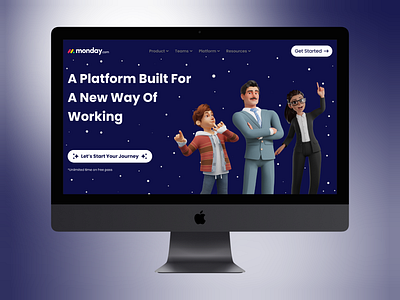 Monday.com Redesign by xhanx 3d landing page monday.com ui web design website