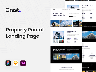 Grast - Property Rental Landing Page home finder landing page minimalist property rental ui design ux design