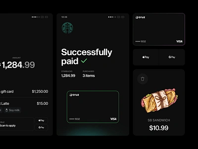 Cruz: Payment terminal UI amount app assets bank banking card cards finance fintech mobile paid pay payment qr renua starbucks startup terminal ui ux