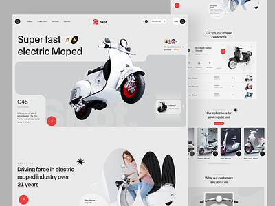 Skot - Moped Product Landing Page design e commerce electric moped electric scooter landing page minimalistic moped moped website online shop product scooter sell shopify two wheel ui design ui ux web design website