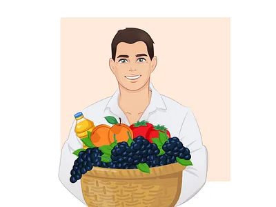 2d character for the AUCHANRUSSIA concept 2d adobe cartoon illustration man smile vector