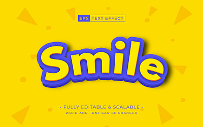 Smile 3d editable text effect style - cartoon theme template