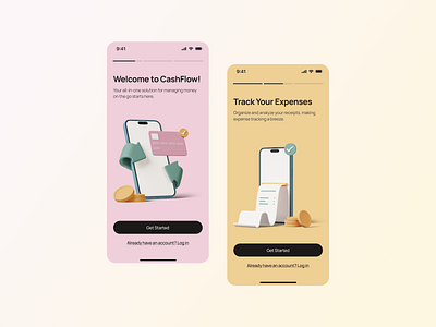 #23 DailyUI • Onboarding 100daily 23daily cash cashflow challange daily100 dailyui dailyuichallange expenses figma finance login mobileapp onboarding signup ui uiux userexperience userinterface ux